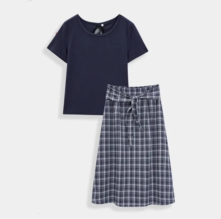 【小个子专属】2025夏季新款港式过膝通勤小众蕾丝镂空外穿套装