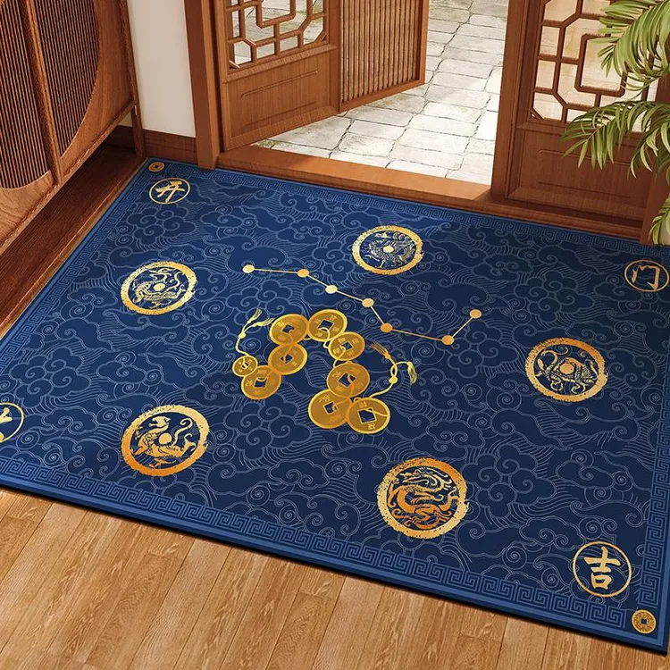 蓝色硅藻泥风水入户门地垫进门口玄关吸水防滑脚垫加厚地毯可裁剪
