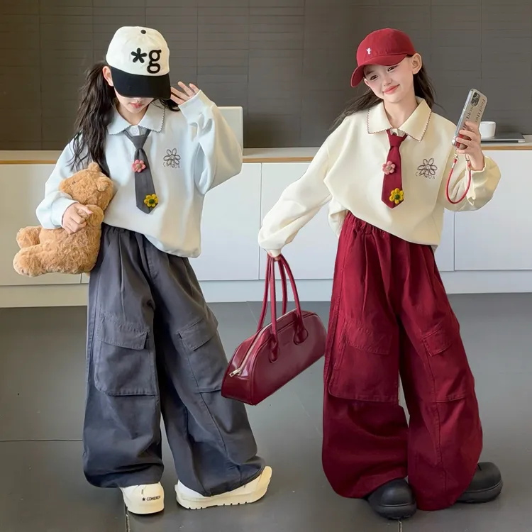 女童卫衣套装春秋2025新款儿童洋气大童女孩秋季上衣工装裤两件套