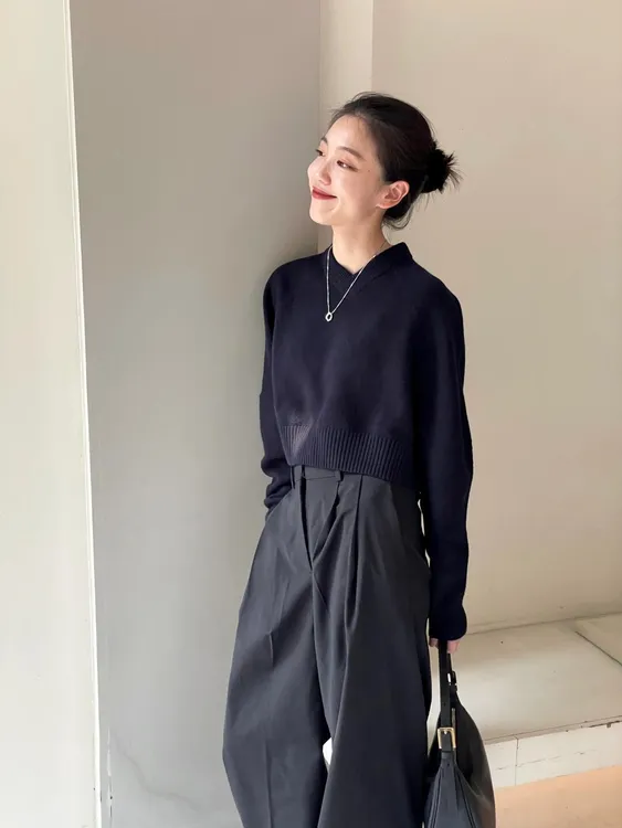 洋气休闲装气质显瘦上衣百搭女装韩版阔腿裤慵懒风秋冬短款秋季