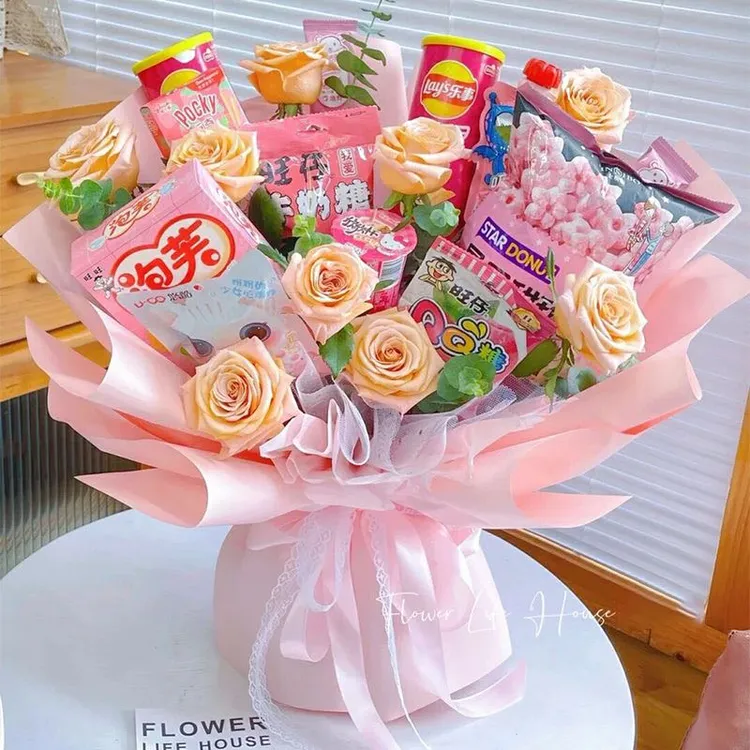 六一儿童节礼物粉色零食花束diy全套材料儿童节手工旺仔牛奶生日