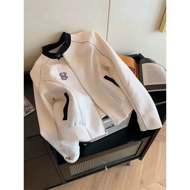 美式撞色刺绣立领棒球服外套女春秋季高级感气质百搭显瘦短款上衣