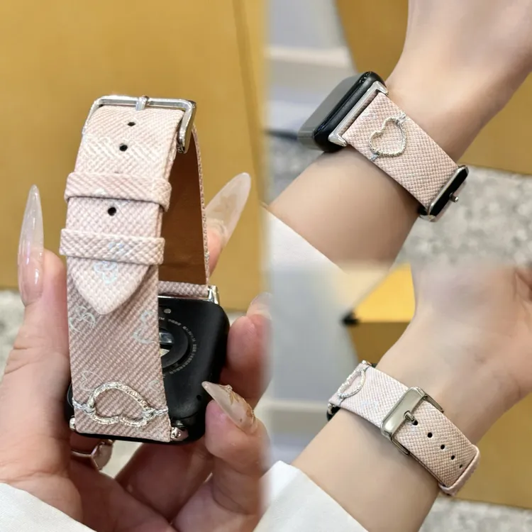 烫金爱心牛仔适用小米手环9pro表带8pro牛仔透气红米watch5/4女夏