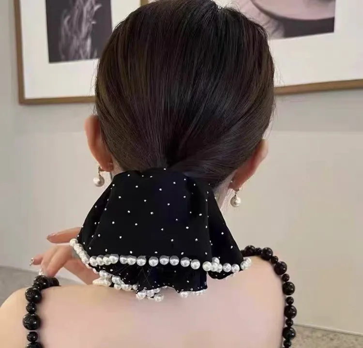 发圈飘带黑色马尾优雅发饰饰品时尚发带布艺发箍韩式