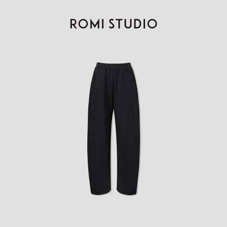 ROMI STUDIO“秋意渐浓” 高克重内加绒松紧腰阔腿香蕉裤 441KS001