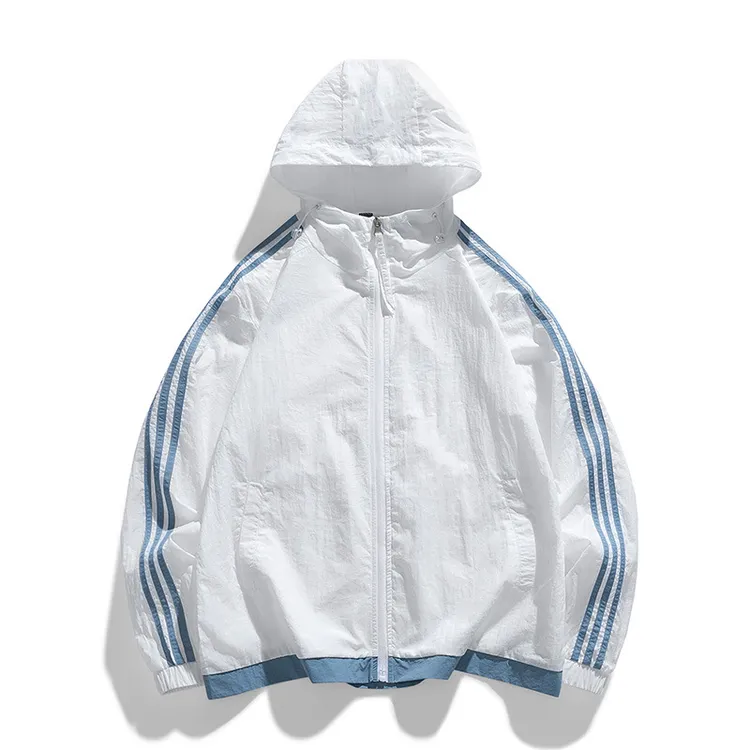 防护黑色白色旅游同款登山夏季新款条纹轻薄外套服冰丝衣+