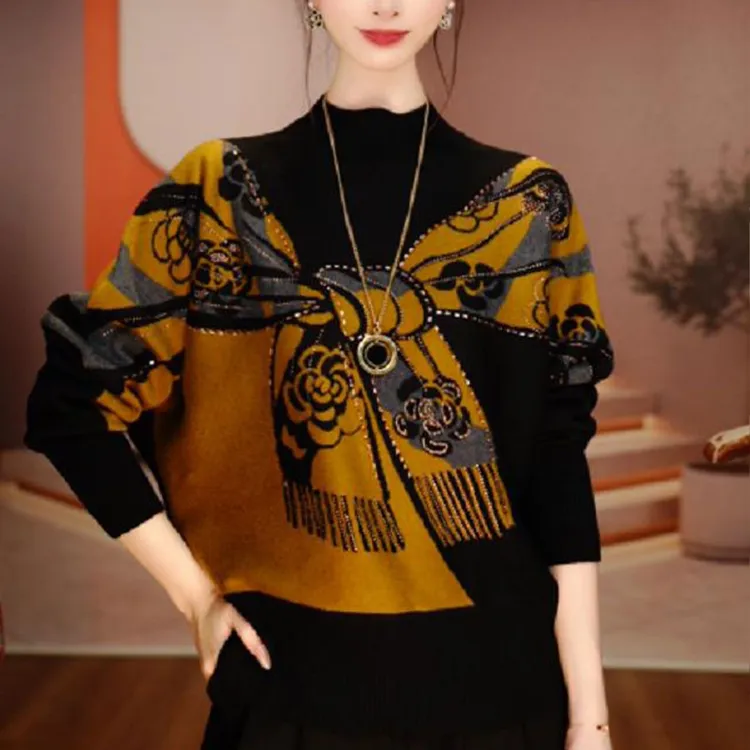 秋冬季宽松百搭潮流显瘦针织衫韩版妈妈洋气漂亮长袖休闲减龄毛衣