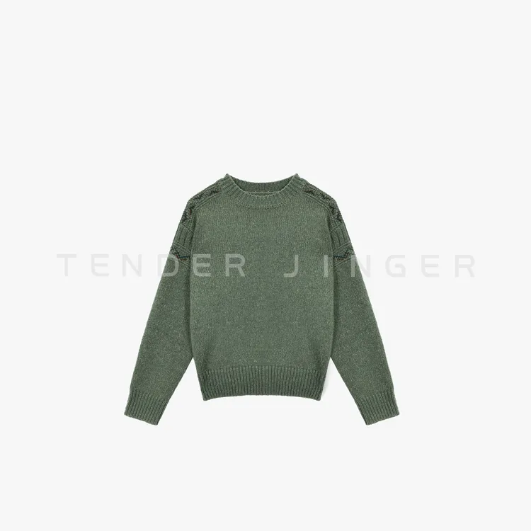 Tender Jinger｜线下专供 羊绒羊毛圆领廓形针织上衣T54BBS50536
