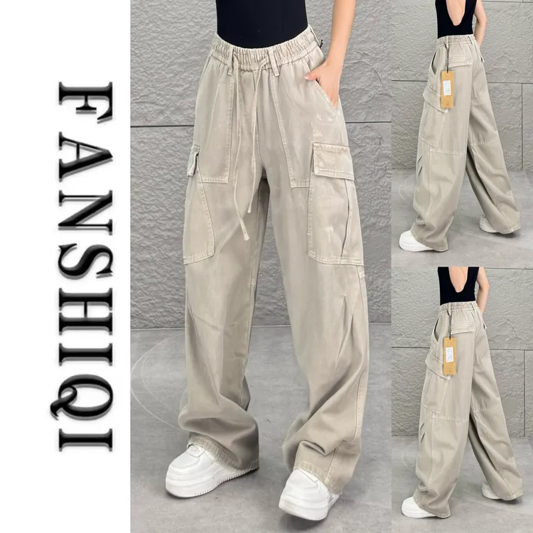 【凡仕奇】DSQ秋冬男士纯棉水洗复古宽松阔腿牛仔裤工装拖地牛仔裤