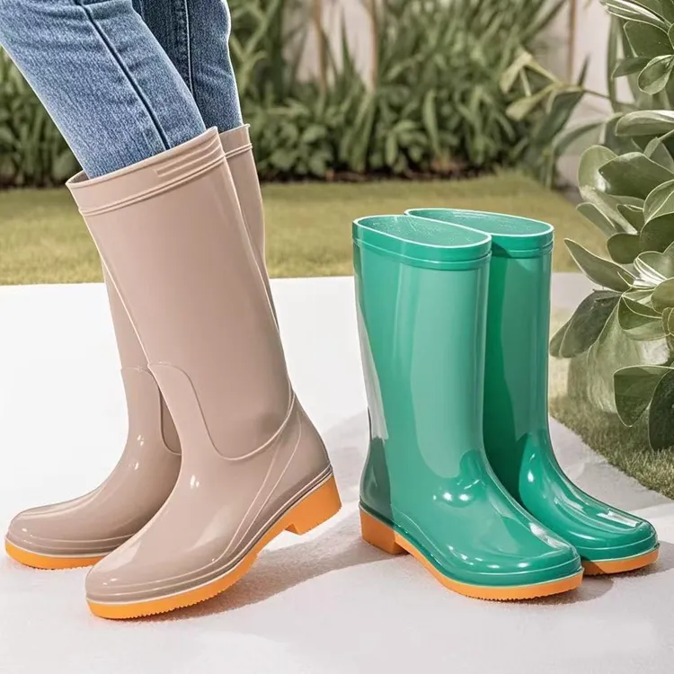 外贸女士成人雨鞋高筒中筒防水防滑胶鞋加棉厨房工作雨靴淘宝爆款