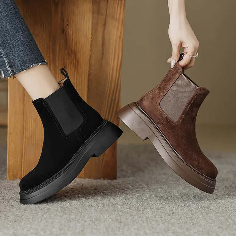 [5cm]复古百搭舒适厚底切尔西靴秋冬英伦风通勤简约时尚瘦瘦靴719