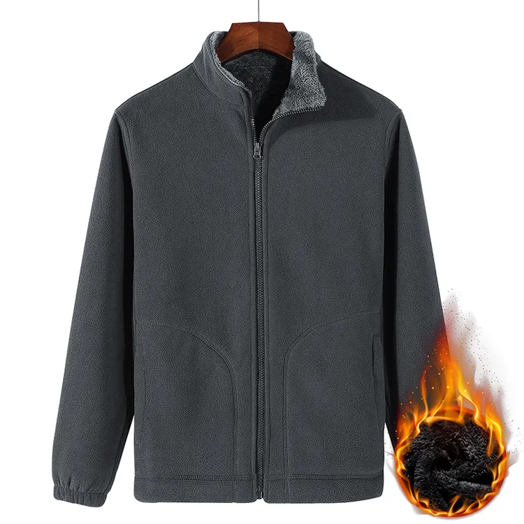 秋冬季保暖卫衣男加绒加厚摇粒绒外套立领男士休闲大码户外抓绒衣