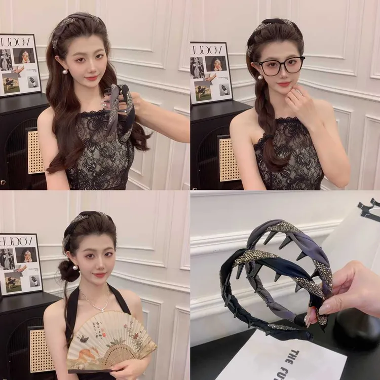 高颅顶发箍女新款百搭洋气时尚洗脸头箍带齿防滑发捆压发卡发箍