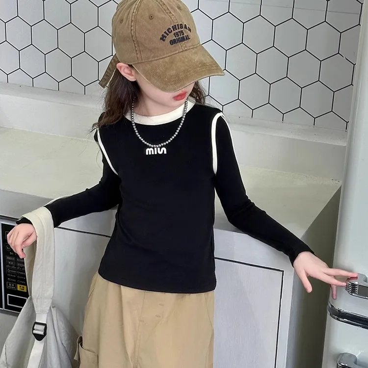 女童长袖t恤儿童韩系打底衫秋季2025新款内搭上衣大童女孩T恤秋装