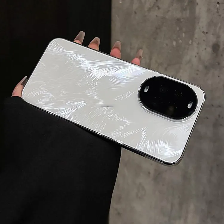 适用华为nova14/Pro极光羽纱纹电镀玻璃全包手机壳防摔简约ultra