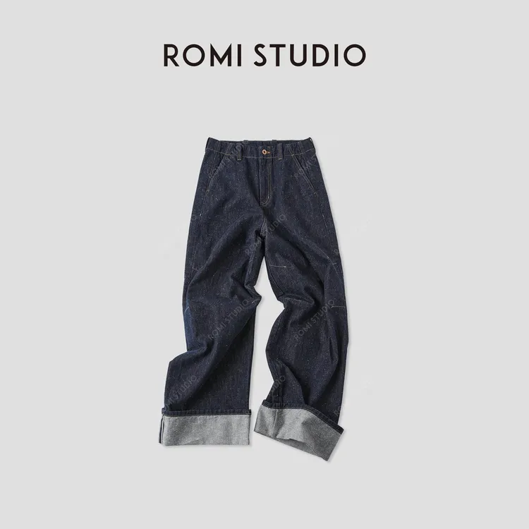 ROMI STUDIO“丹宁点缀”全棉斜纹挺括垂感阔腿牛仔裤 RWCAX06153