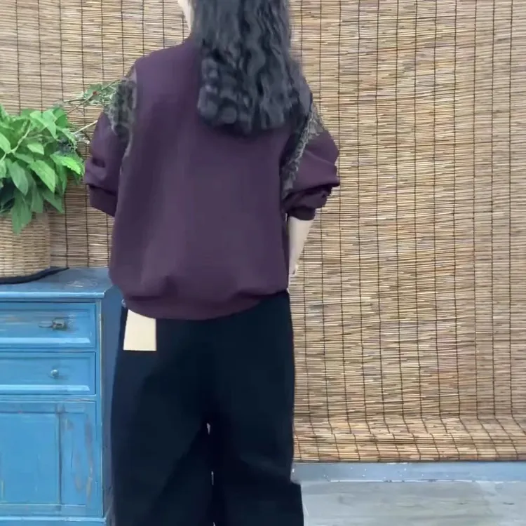 241096大爱美依缘2025新款洋气立领拼色半拉链卫衣休闲哈伦裤女装