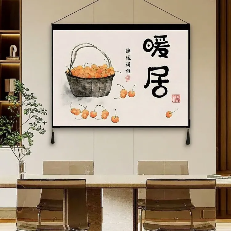 餐厅装饰画暖居饭厅遮挡电表箱配电箱电盒子挂画客厅挂布挂毯壁画