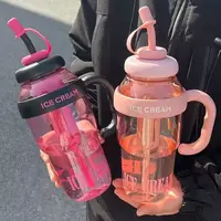 高颜值夏季水壶塑料杯顿顿桶奶茶杯肚肚杯户外便携可爱吸管杯
