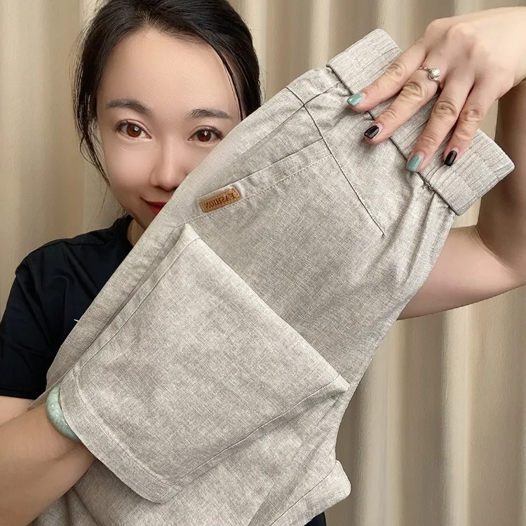Z夏季新款小脚萝卜裤亚麻百搭休闲裤九分女裤透气舒适高腰妈妈裤