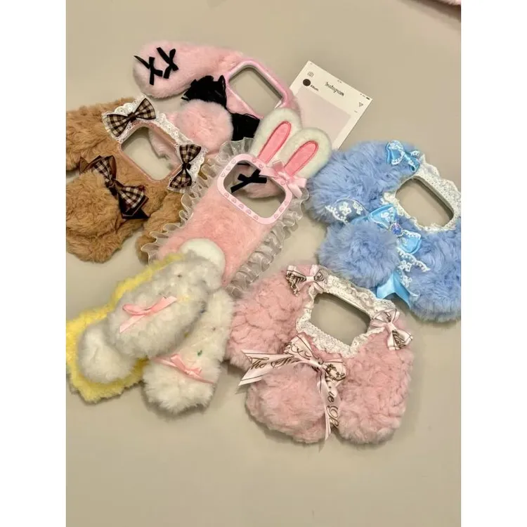 软萌可爱毛绒兔耳大集合适用ihone17promax苹果16pro手机壳新款15