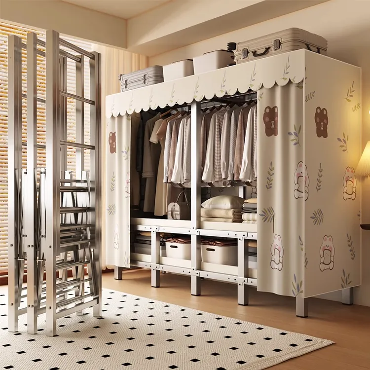 卧室家用衣柜免安装折澄简易衣柜出租房用折叠全钢架结实耐用衣柜