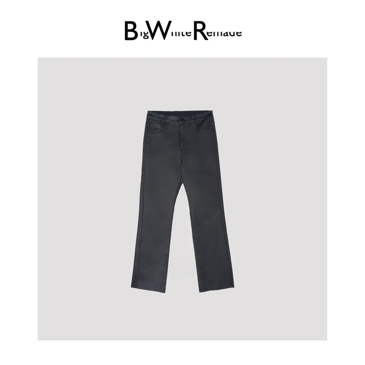 BIG WHITE REMADE“骑士旗帜”复古蛋白皮时尚气质弯刀微喇裤D5L938