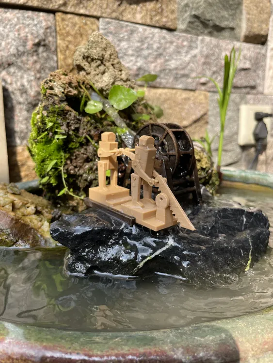 水车用于古法缸鱼池溪流缸盆景造景可流水增氧循环水