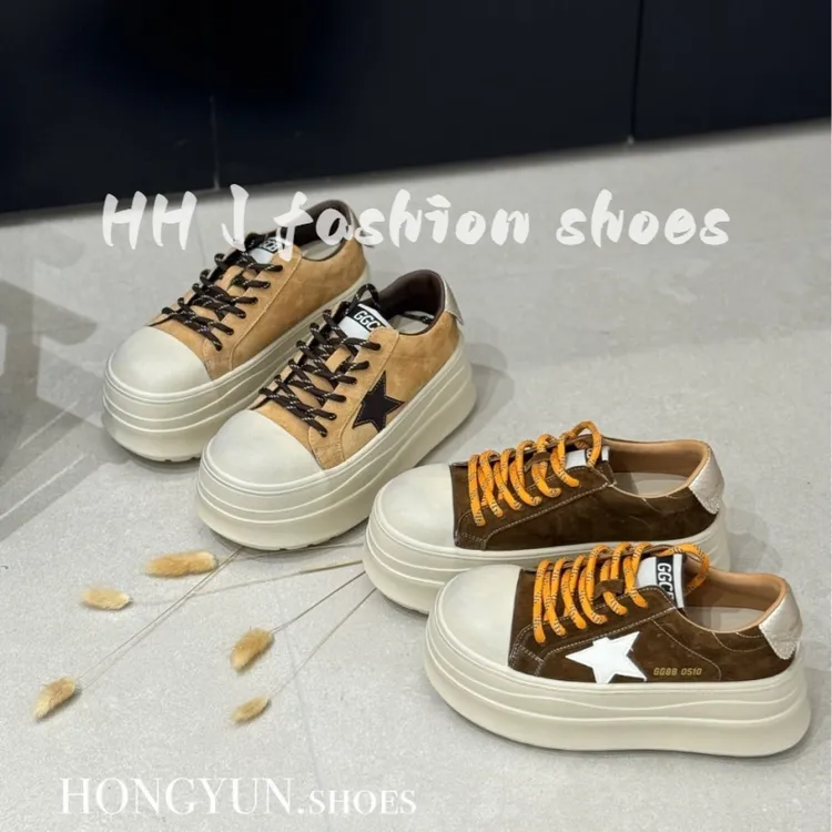 复古做旧星星小脏鞋女2025秋平底休闲轻便运动厚底真皮拼色德训鞋