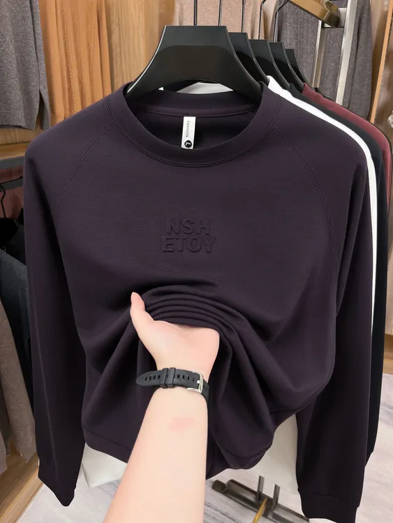 【专柜品质】秋季男士磨毛打底衫长袖宽松圆领运动卫衣时尚休闲男装