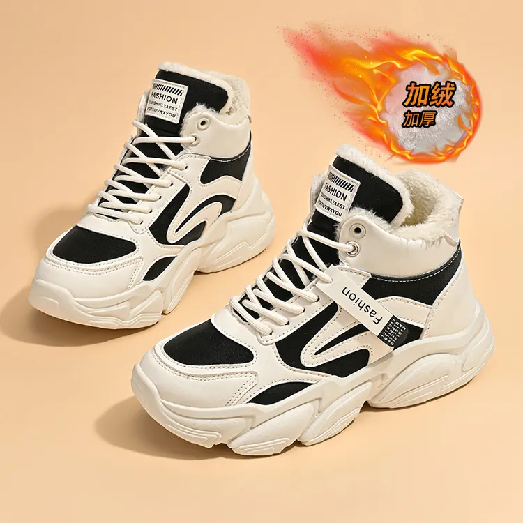 加绒老爹鞋女2025秋冬季新款韩版加厚保暖高帮运动鞋学生棉鞋潮鞋