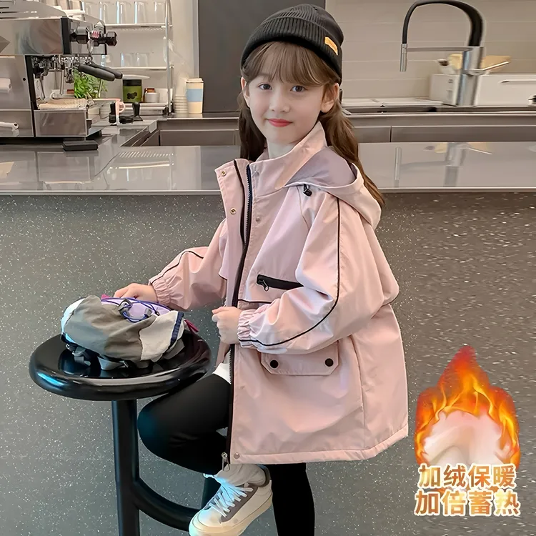 女童棉服外套2025新款中大童女孩上衣儿童冬款保暖加绒棉衣外套
