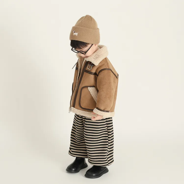 儿童宝宝皮毛一体外套2025年冬季韩版宽松加绒保暖防风上衣中小童