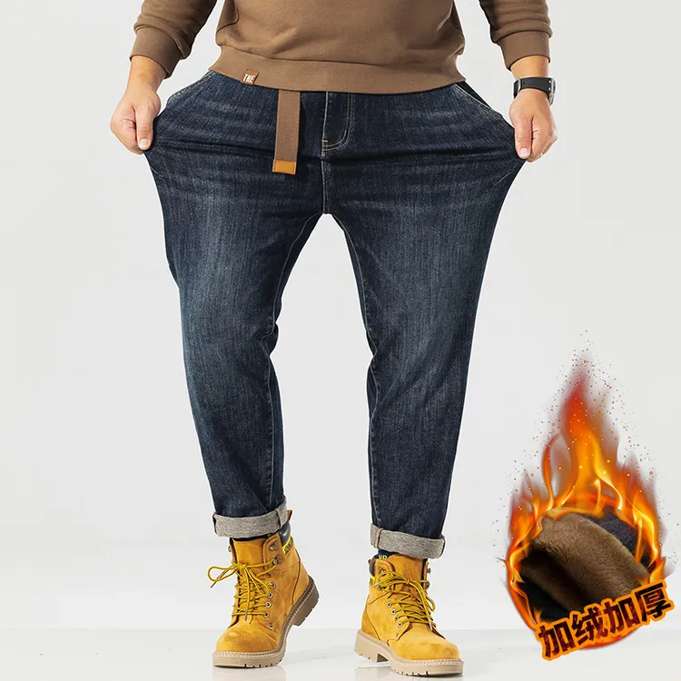 秋冬新款大码男士牛仔裤子弹力宽松加肥加大爆款松紧腰直筒裤6331
