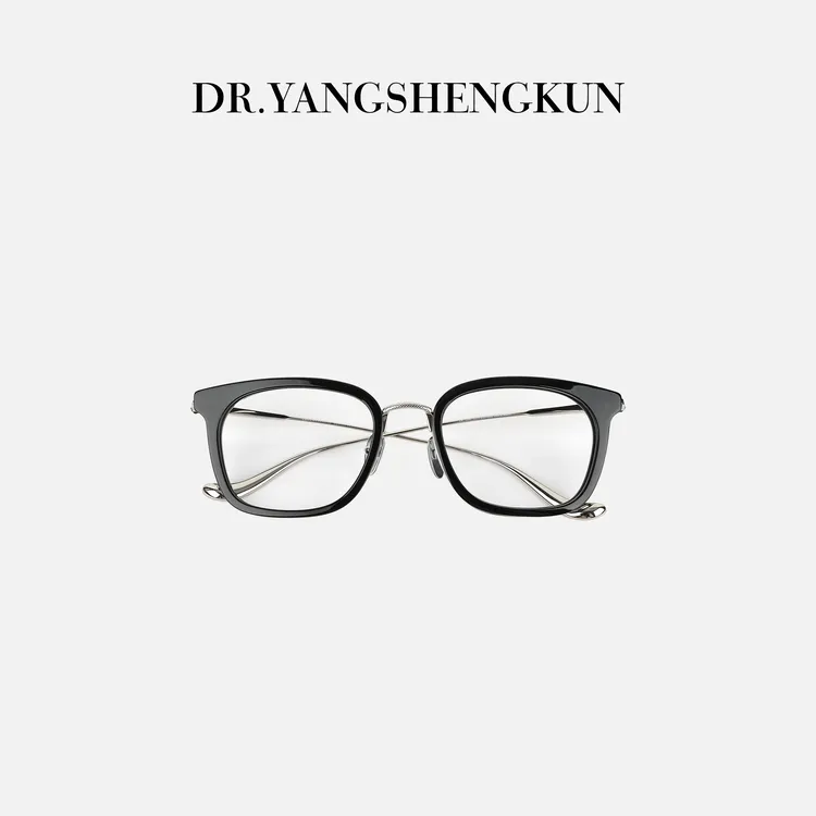 杨圣坤2025新品手工纯钛板材大框黑框超轻素颜镜眼镜Y2581701