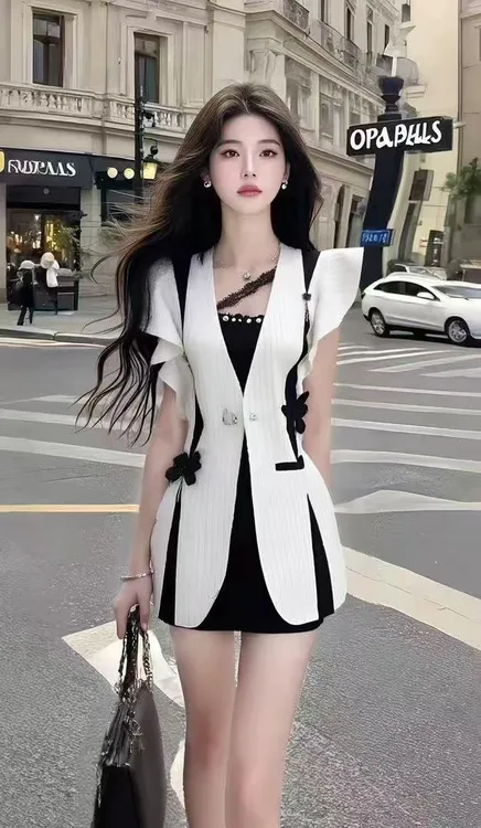  新款法式轻奢优雅知性风设计感收腰V领外套女时尚气质显瘦高级感