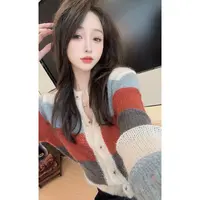 【陈陈私服】时尚设计感拼色镂空毛衣慵懒宽松长袖针织衫25091906