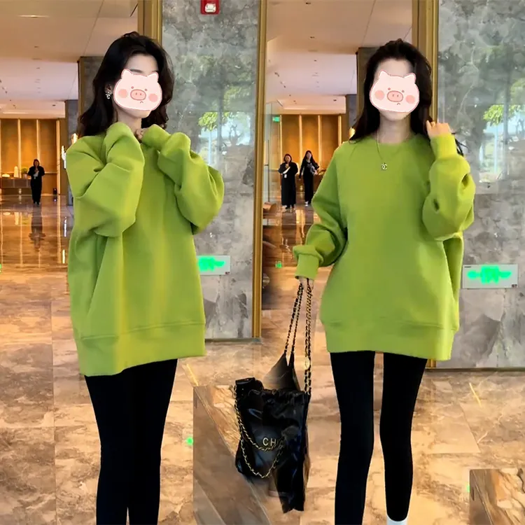 春秋款新品大码宽松遮肉不加绒卫衣女韩版爆款通勤百搭外穿上衣潮