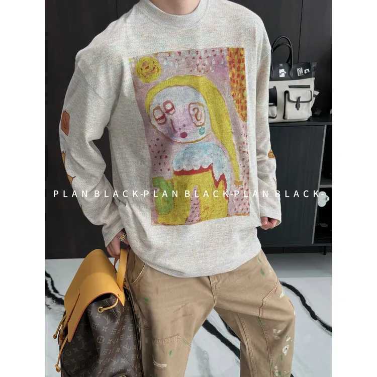 RICH陈发财【爱哭女孩】调色艺术款！情侣松弛休闲风防晒轻薄T恤8079