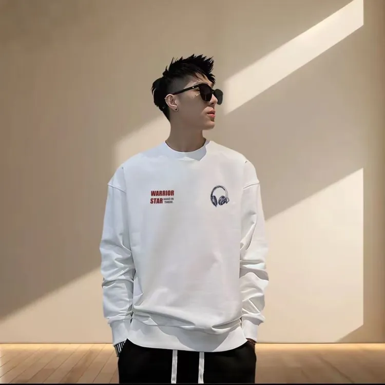 潮牌圆领卫衣男装重磅加绒款秋冬季穿搭青年超火百搭宽松款上衣服