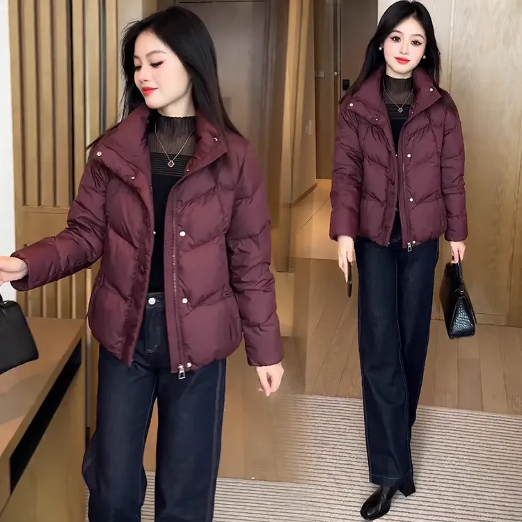 时尚短款连帽棉衣女2025冬季新款洋气质保暖百搭短款棉服棉袄外套