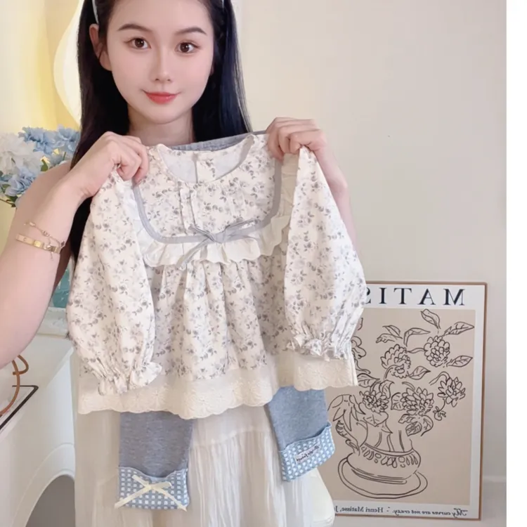 女童衬衫秋装2025新款儿童洋气娃娃衫小女孩衬衣宝宝套装