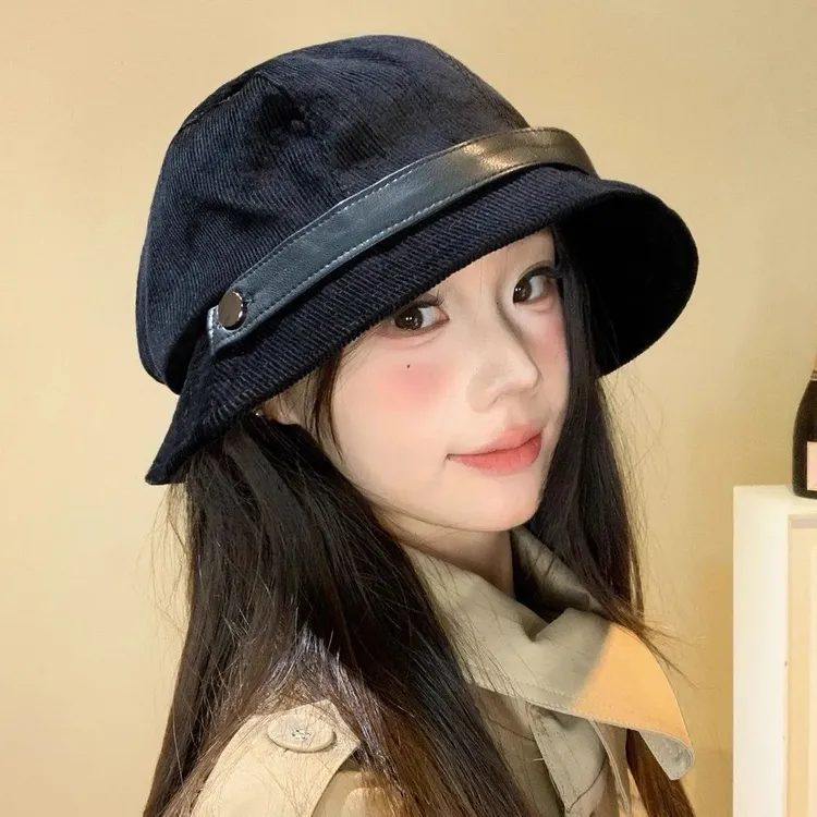 新款美拉德女时尚百搭渔夫帽秋冬日系显脸小洋小众气宽檐礼帽盆帽
