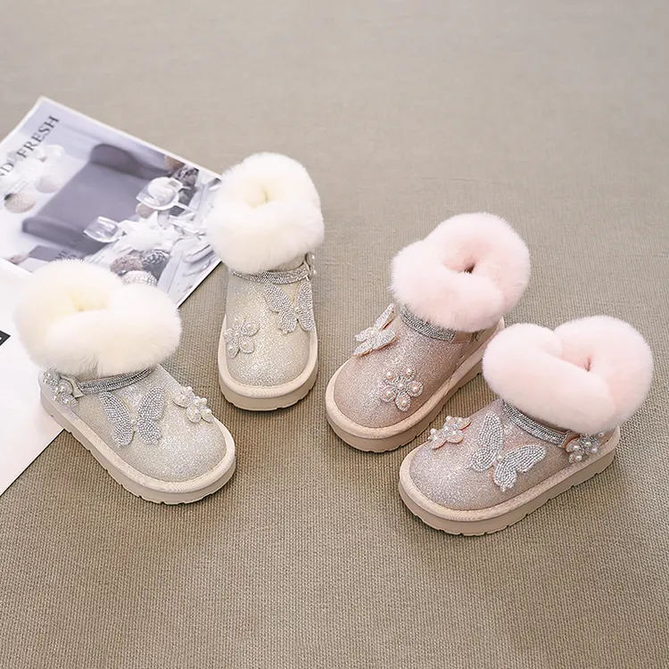 儿童雪地靴2025冬新款皮毛一体两穿大棉鞋加厚保暖男女童棉靴棉鞋