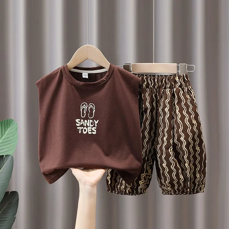 7儿童夏装男童套装夏季2024新款小男孩宝宝无袖背心外穿两件套