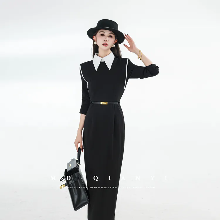 MD定制·杨千亿【幂格风尚】2025冬季新款显瘦收腰气质百搭连衣裙