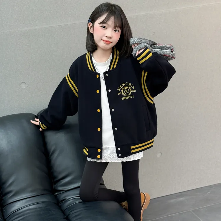 女童春秋款外套新款中大童洋气时髦宽松夹克上衣秋装儿童棒球服潮
