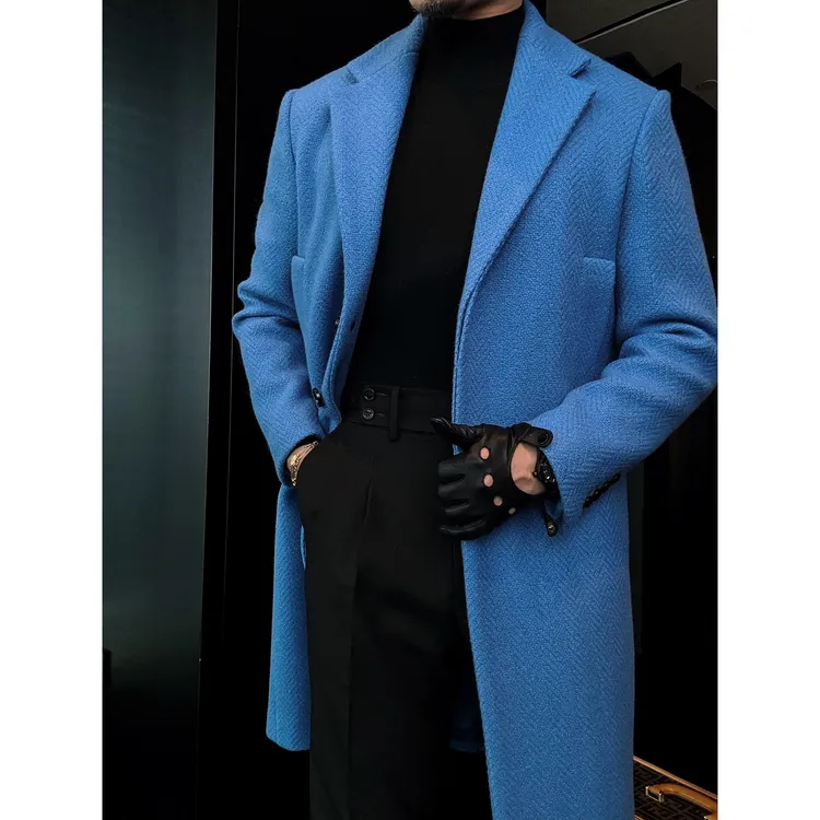 【福利款】DRUNKCORNER单排平驳领侧插袋大衣百搭外套长款秋冬