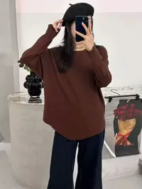MT DISTORTION 秋季慵懒圆领长袖针织上衣女时尚百搭（不带腰带）