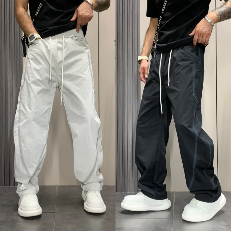 2025年秋季新款休闲裤男士高街ins潮牌条纹宽松百搭直筒阔腿裤子